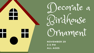 Drop in and design your own ornament to hang on the tree during a Country Hearth Christmas celebration! The tree lighting ceremony will be held at 7 PM.